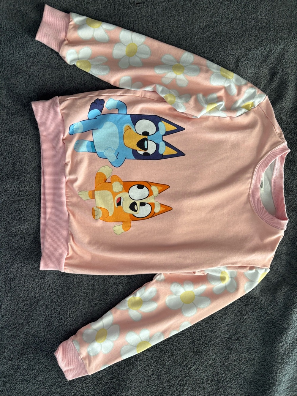 Little Sleepies Pink Bluey & Bingo Daisy Sleeve Sweatshirt